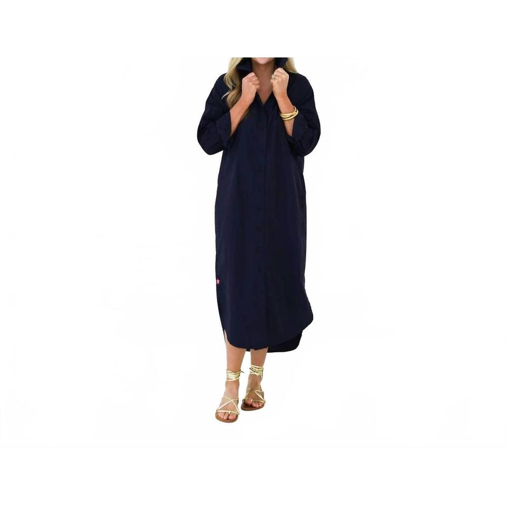 NEW CARYN LAWN piper long dress in navy